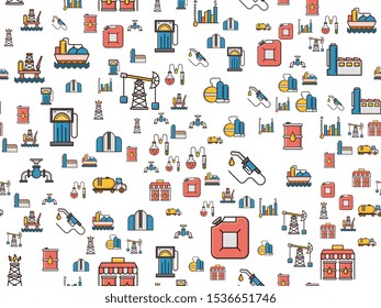 Oil industry seamless pattern design, Repeat textile design. Fabric print.