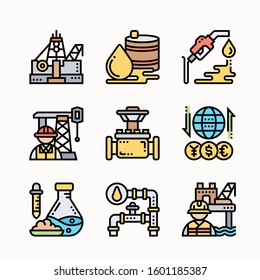 Oil Industry Set of Color vector icons