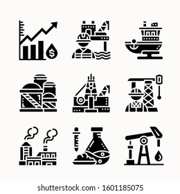 Oil Industry Set of Glyph vector icons