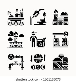 Oil Industry Set of Glyph vector icons