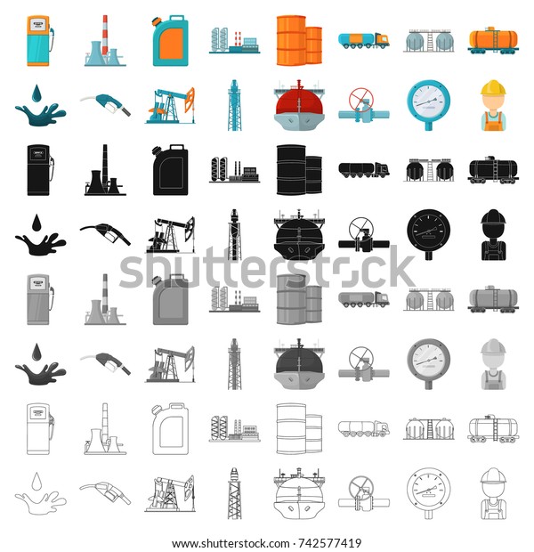 Oil industry set icons\
in cartoon style. Big collection of oil industry vector symbol\
stock illustration