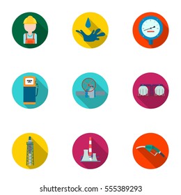 Oil industry set icons in flat style. Big collection of oil industry vector symbol stock illustration