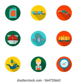 Oil industry set icons in flat style. Big collection of oil industry vector symbol stock illustration