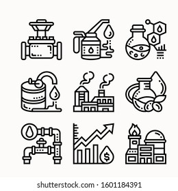 Oil Industry Set of Line vector icons