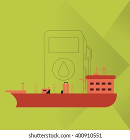 Oil industry and ship design, vector illustration