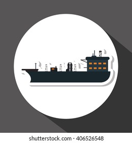 Oil industry and ship design, vector illustration