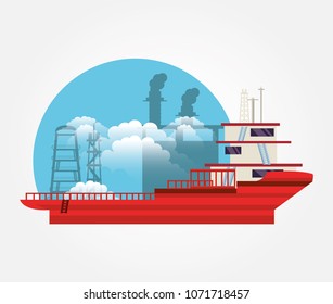 oil industry with ship freighter