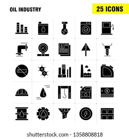 Oil Industry Solid Glyph Icon Pack For Designers And Developers. Icons Of Weight, Scale, Weighting, Dock, Factory, Industry, Lifter, Production, Vector