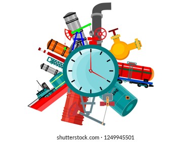 oil industry theme collage concept vector illustration