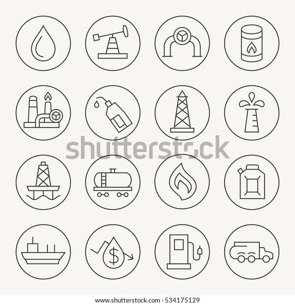 Oil industry thin line icon\
set