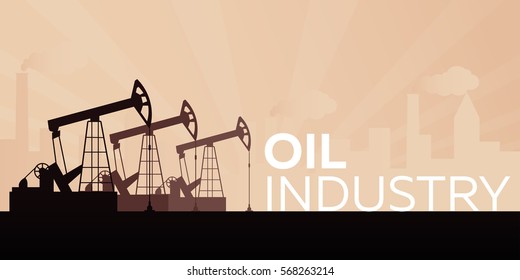 Oil industry. Tower oil exploration Vector flat illustration