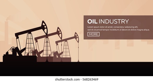 Oil industry. Tower oil exploration Vector flat illustration