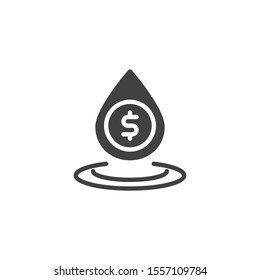 Oil industry vector icon. filled flat sign for mobile concept and web design. Oil drop with a dollar sign glyph icon. Symbol, logo illustration. Vector graphics