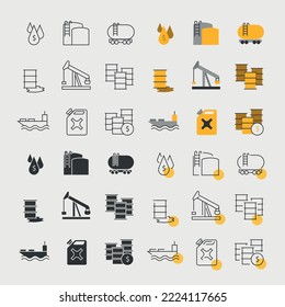 oil industry vector icon set petrol gas oil finance icon
