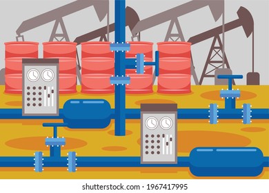 Oil  Industry Vector Illustration in Flat Design Style