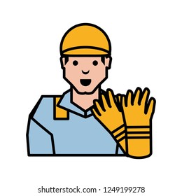 oil industry worker with gloves