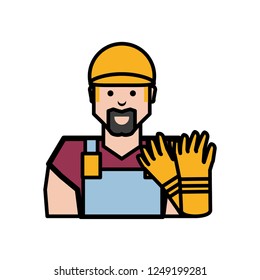 oil industry worker with gloves
