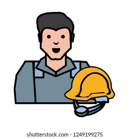 oil industry worker with helmet