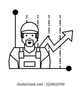 oil industry worker with statistics bars