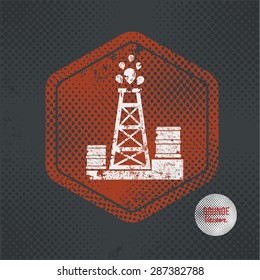 Oil industry,stamp design on old dark background,grunge concept,vector