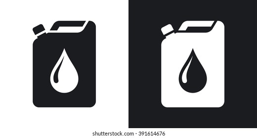 Oil jerrycan icon, vector. Two-tone version on black and white background