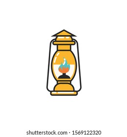 Oil Lamp Design Element of Isolated Modern Icon with Various Colored Symbol on White Background Style