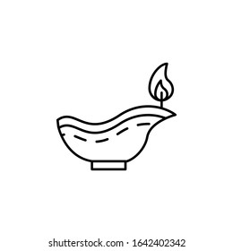 Oil lamp, Diwali icon. Simple line, outline vector religion icons for ui and ux, website or mobile application