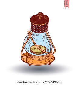 oil lamp icon, hand drawn vector illustration.