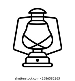 Oil lamp icon in line style. Oil lamps used for outdoor activities