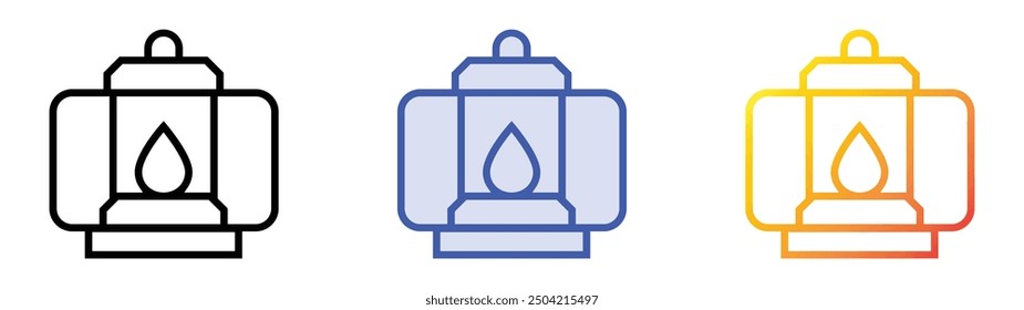 oil lamp icon. Linear, Blue Fill and Gradient Style Design Isolated On White Background