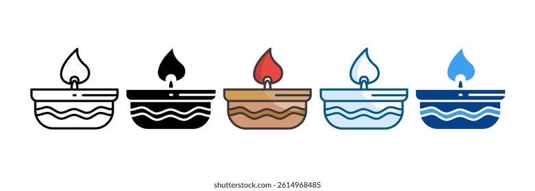 Oil Lamp Icon Set Multiple Style Collection