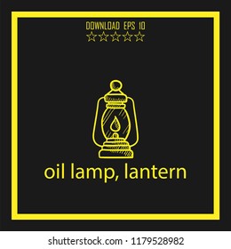 oil lamp sketch vector icon