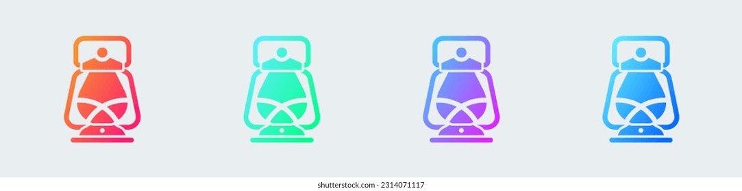 Oil lamp solid icon in gradient colors. Lantern signs vector illustration.