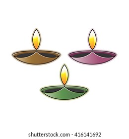 Oil Lamp With Three Color Variations Vector Drawing