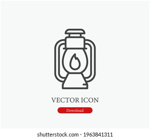 Oil lamp vector icon.  Editable stroke. Symbol in Line Art Style for Design, Presentation, Website or Apps Elements, Logo. Pixel vector graphics - Vector