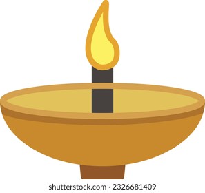 Oil Lamp Vector Icon Flat Style