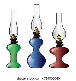 oil lamps vector