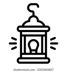 Oil lantern with hook line icon, pest control concept, oil lamp sign on white background, Vintage camping lantern icon in outline style mobile concept web design. Vector graphics.