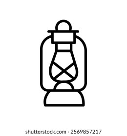 Oil lantern icon Black and white outline vector