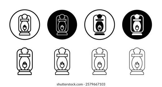 Oil lantern icon Outline thin set pack series