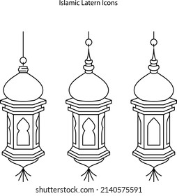 oil latern icons, old classic antique retro isalmic style, islamic latern icons on white background,