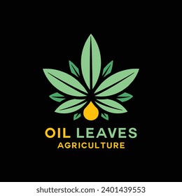 Logotipo de la naturaleza de la hoja de aceite Vector Ilustración del diseño Emblema