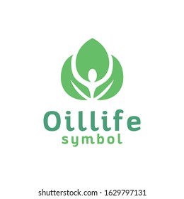 oil leaves logo design vector template with green natural Concept style. organic icon for beauty care used for drugstore, treatment, and natural products.