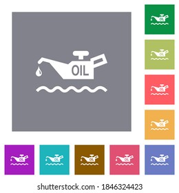 Oil level indicator flat icons on simple color square backgrounds