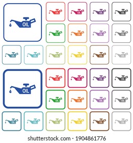 Oil level minimum indicator color flat icons in rounded square frames. Thin and thick versions included.