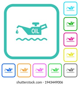 Oil level minimum indicator vivid colored flat icons in curved borders on white background