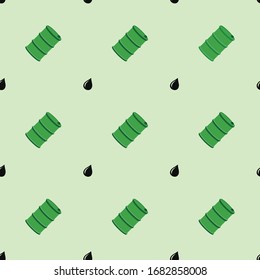 Oil Liquid Drop And Green Barrel Dark Seamless Pattern