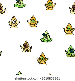 oil liquid yellow drop cooking vector seamless pattern thin line illustration