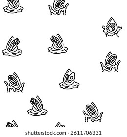 oil liquid yellow drop cooking vector seamless pattern thin line illustration