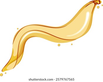 Oil Liquid or Yellow Liquid Splashed Illustration Isolated on White Background